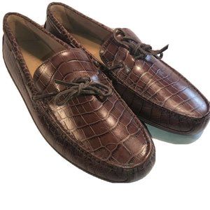 Cole Haan Grant Driver Brown Croc Print Size 14 M